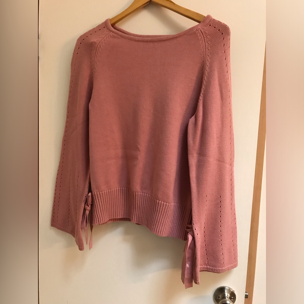 Sundance Women’s Medium Mauve Pink Sweater Moreno Wool Blend Bell Long Sleeves